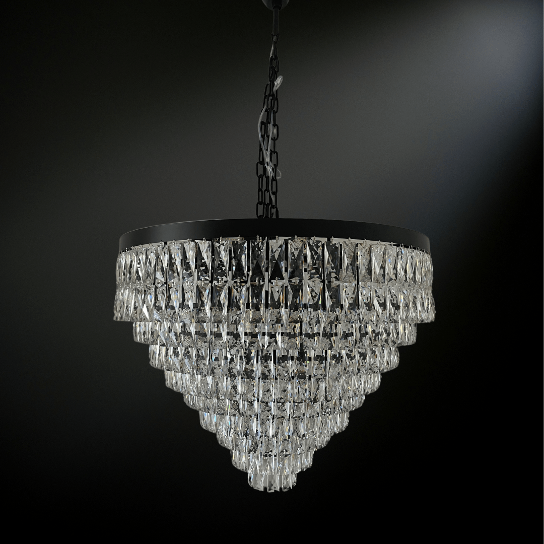 Green Earth Lighting Australia Chandeliers Palacio Premium Crystal Chandelier with Matte Black Edging PALAZZO225S