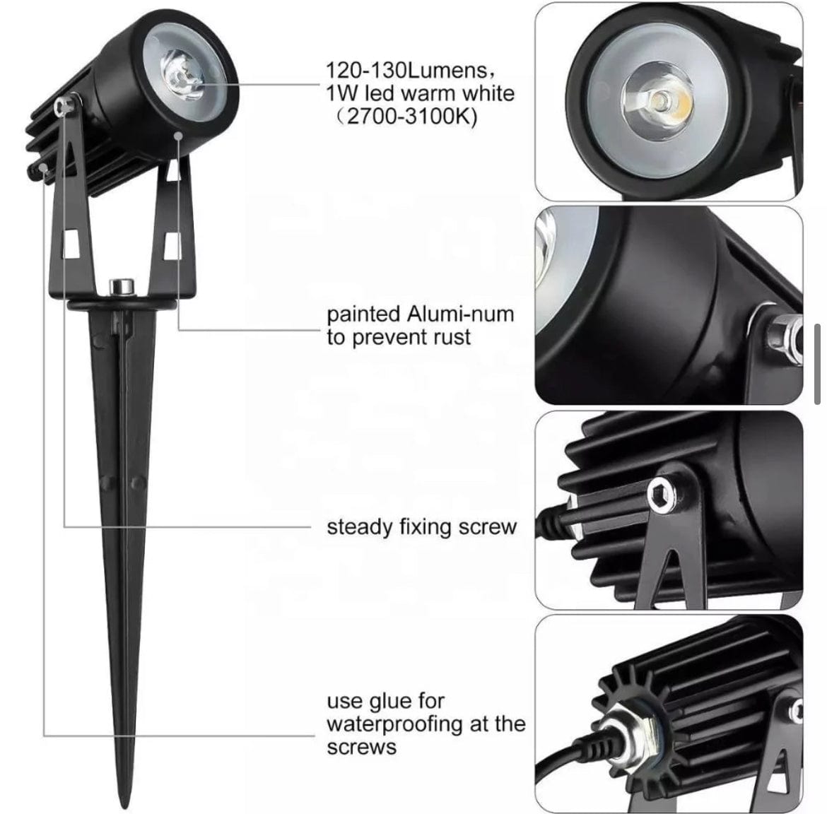 Green Earth Lighting Australia Garden Series II Professional Grade 3000K 4 Piece DIY LED Solar 4 in 1 Garden Spike Kit MONET3K