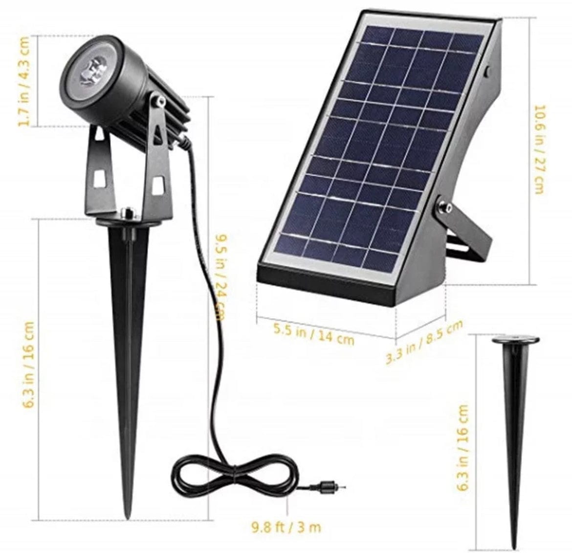 Green Earth Lighting Australia Garden Series II Professional Grade 3000K 4 Piece DIY LED Solar 4 in 1 Garden Spike Kit MONET3K