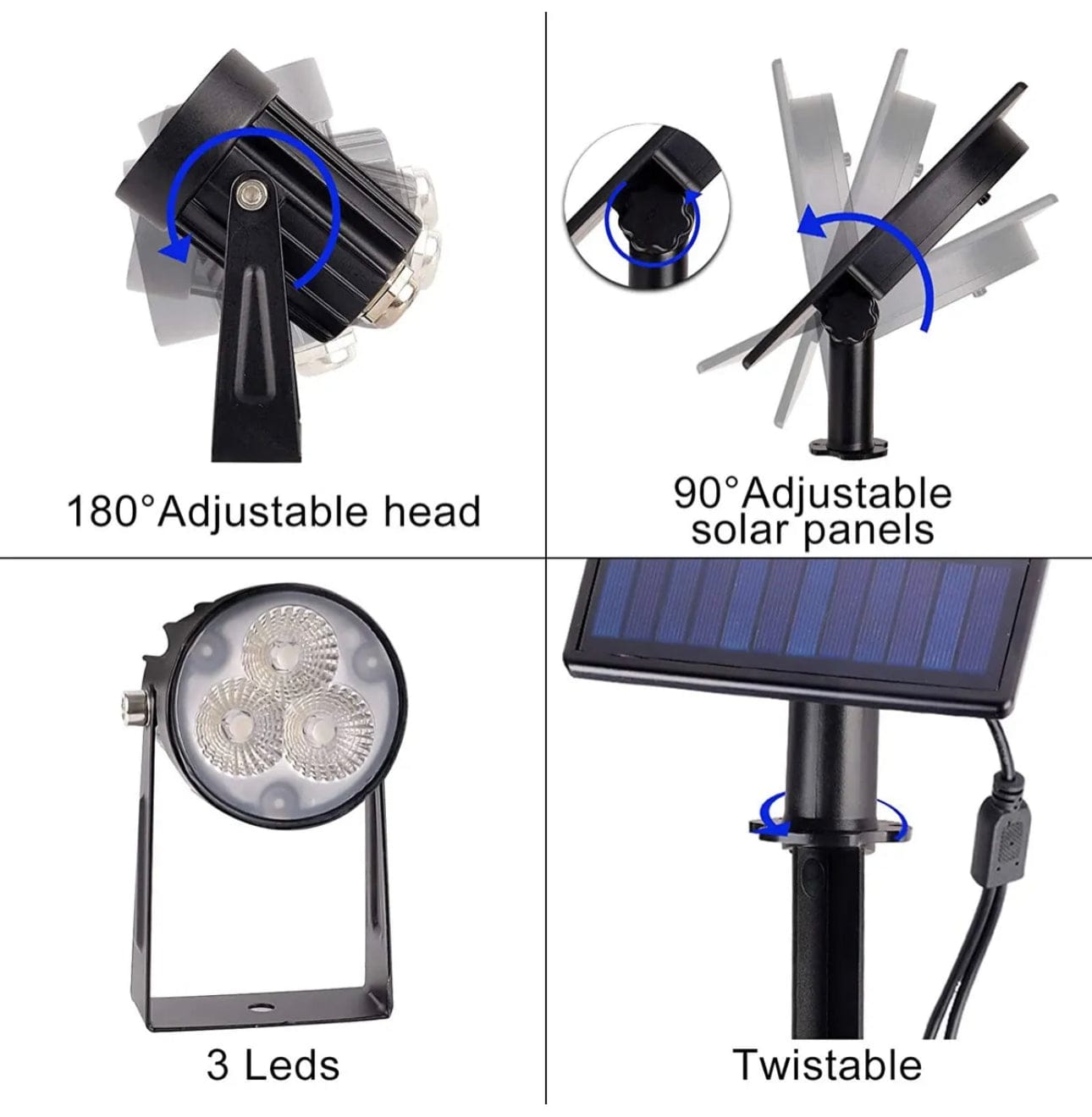 Green Earth Lighting Australia Garden Series II Professional Grade 3000K 4 Piece DIY LED Solar 4 in 1 Garden Spike Kit MONET3K