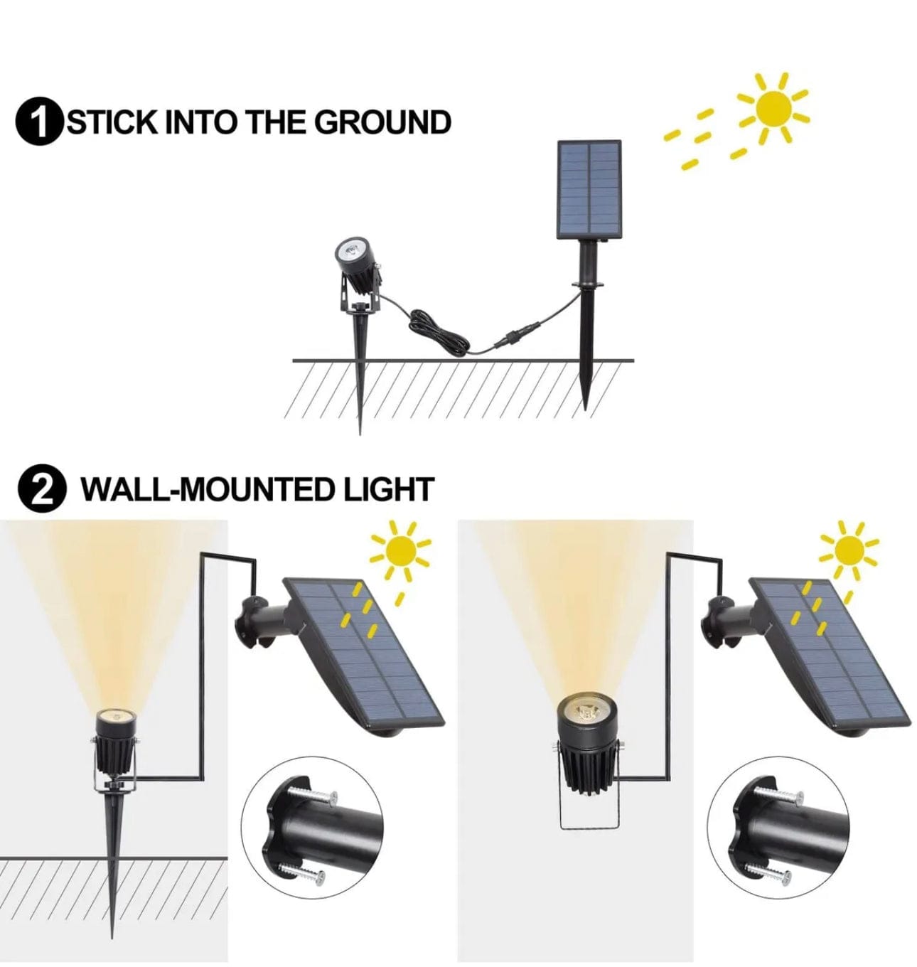 Green Earth Lighting Australia Garden Series II Professional Grade 3000K 4 Piece DIY LED Solar 4 in 1 Garden Spike Kit MONET3K