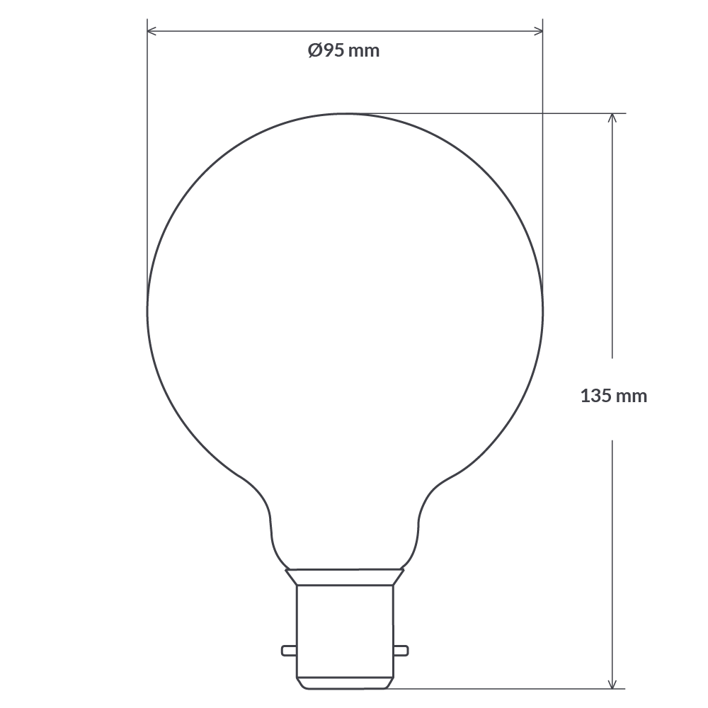 Green Earth Lighting Australia Globe Bulbs 12W G95 Clear Dimmable LED Globe (B22) in Warm White F1222-G95-C-30K