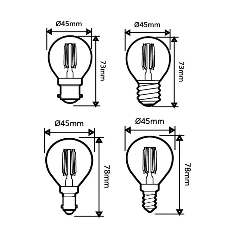 Green Earth Lighting Australia GLOBES 4W Clear LED Filament Dimmable Fancy Round - 2700K