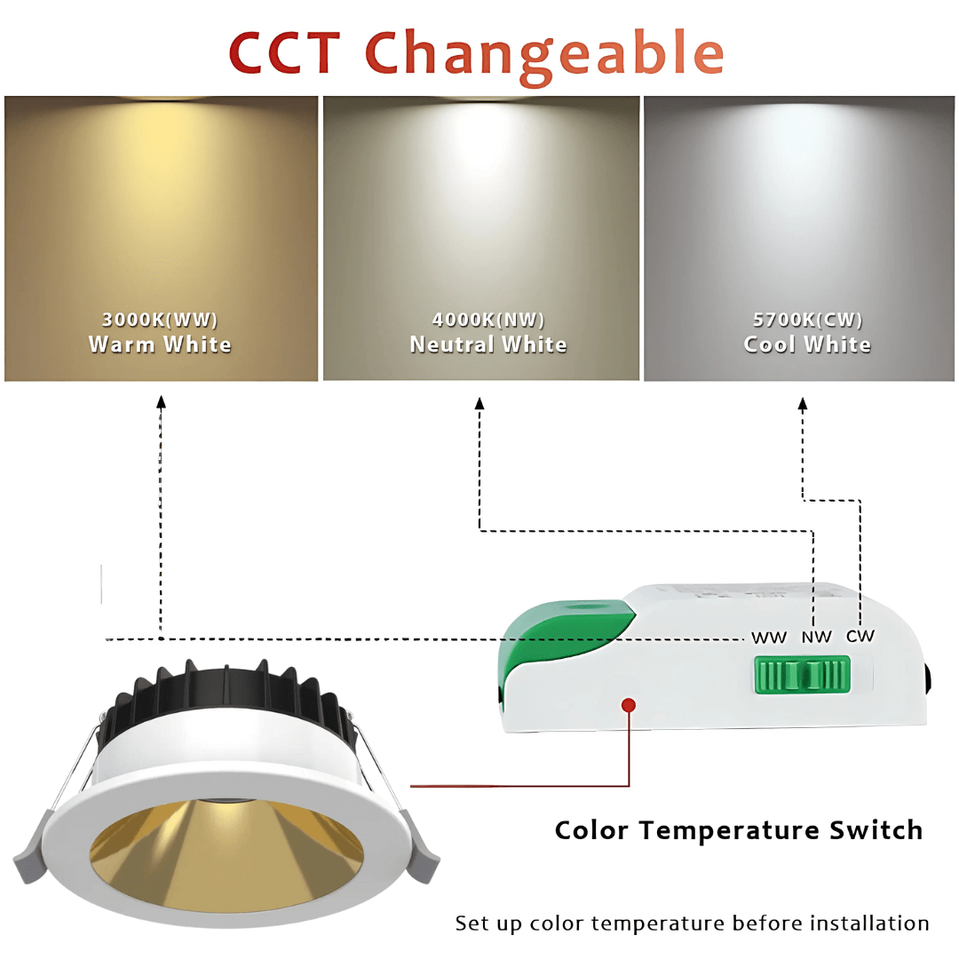 Green Earth Lighting Australia LED Downlight 8W Tri-Colour Dimmable Low Glare LED Downlight 90mm Cut out DL21448