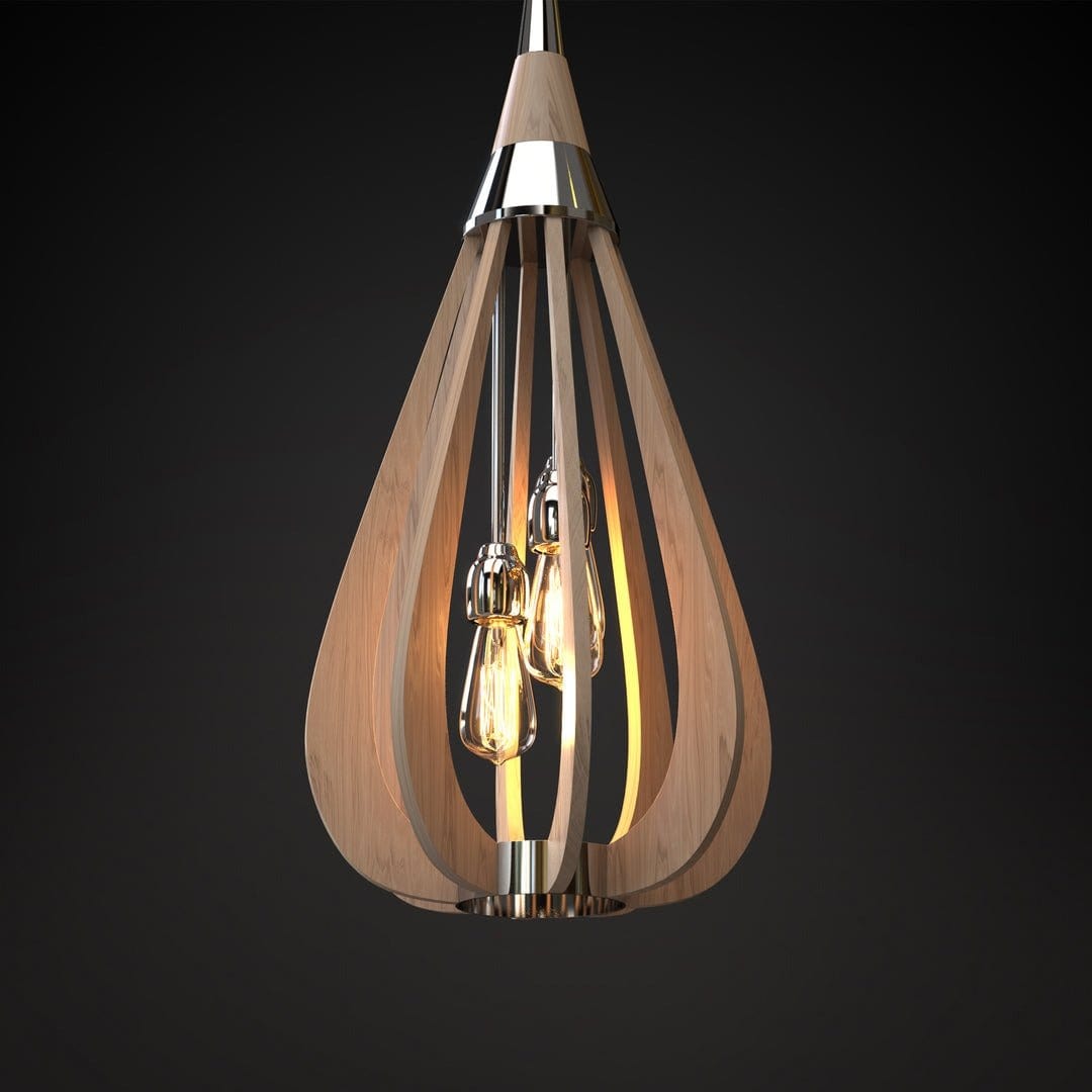 Green Earth Lighting Australia Pendant BONITO 3-Light Natural Timber Pendant Light with a tear drop shape BONITO7