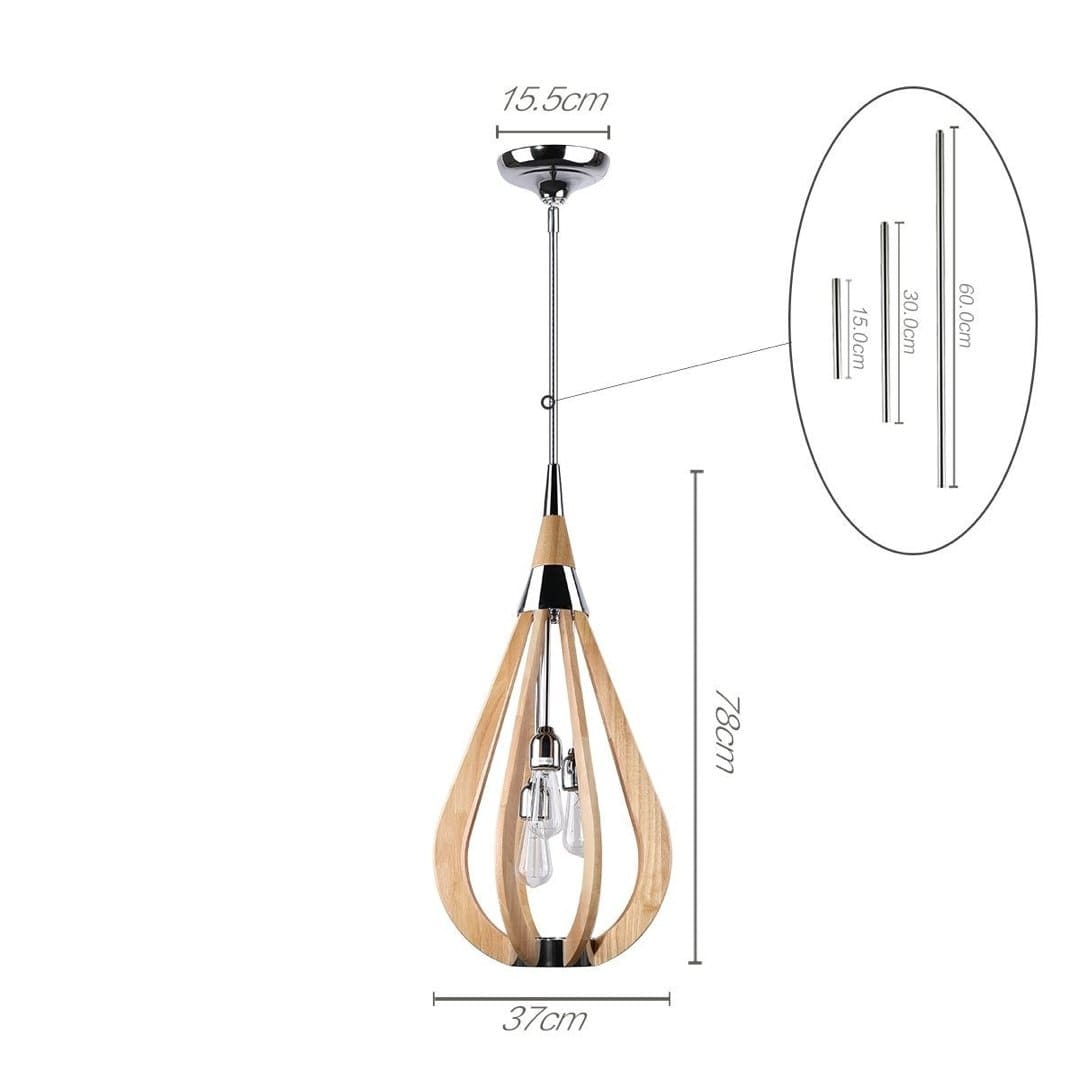 Green Earth Lighting Australia Pendant BONITO 3-Light Natural Timber Pendant Light with a tear drop shape BONITO7