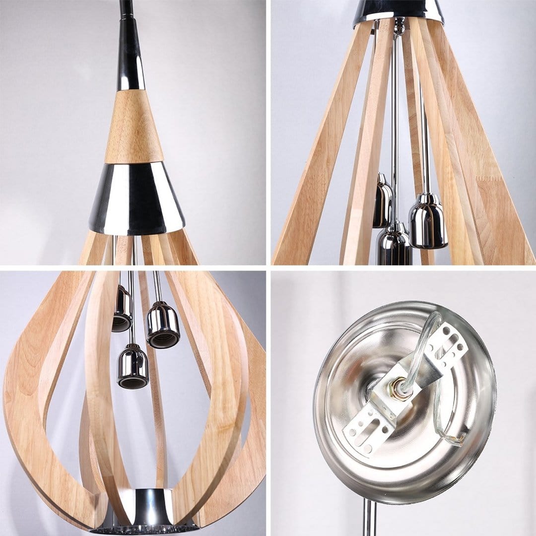 Green Earth Lighting Australia Pendant BONITO 3-Light Natural Timber Pendant Light with a tear drop shape BONITO7