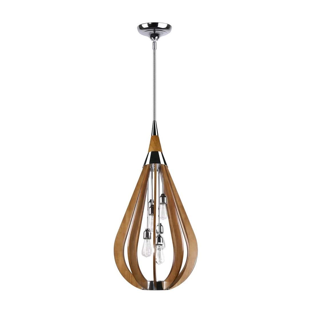 Green Earth Lighting Australia Pendant BONITO 6-Light Dark Brown Timber Pendant Light Tear Drop Shape BONITO3
