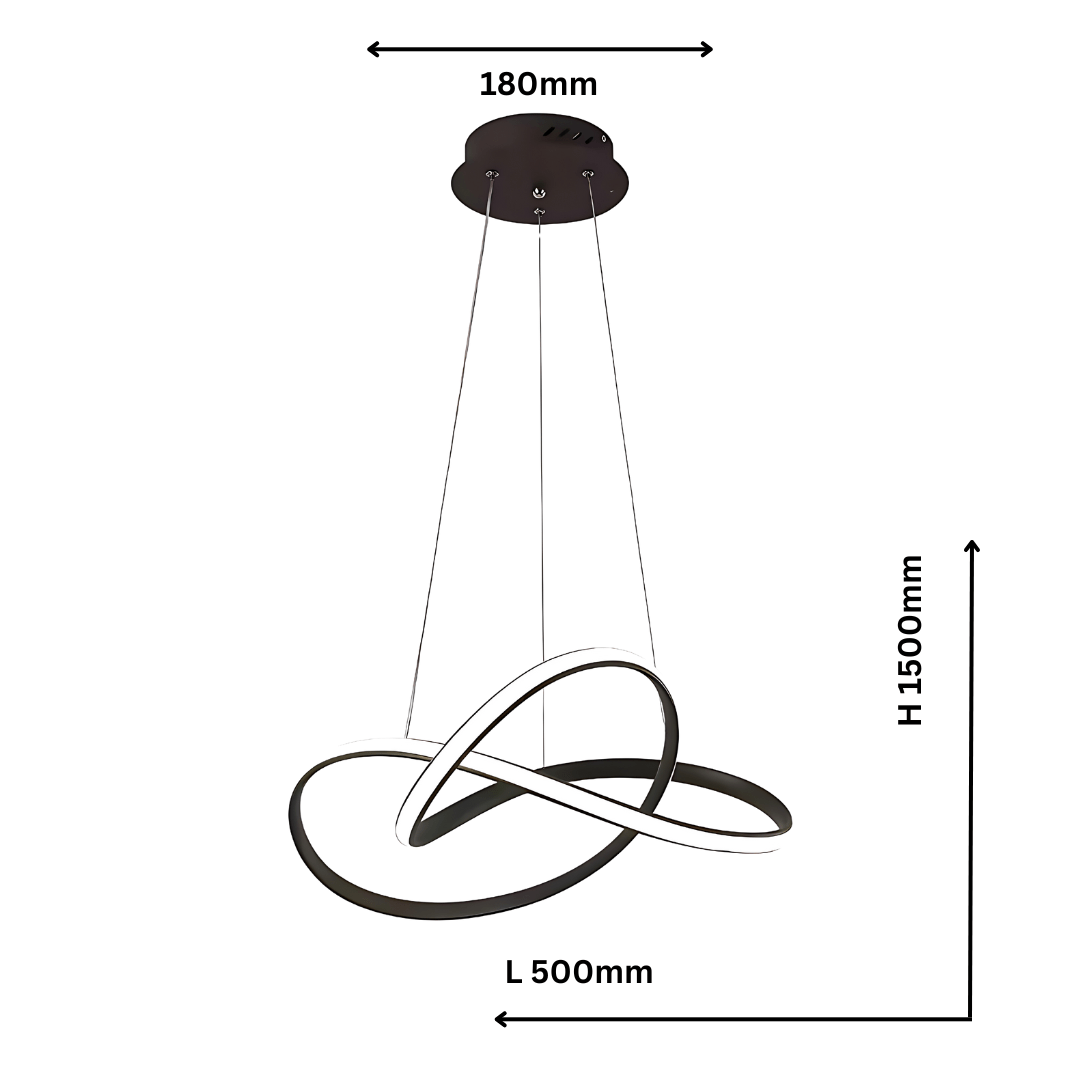Close-up of Charlotte Black LED Pendant Light with Twisted Design