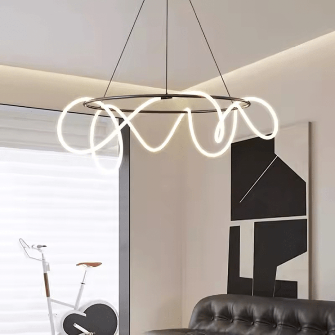 Green Earth Lighting Australia Pendant Light ORBIS BLACK 90W Circular LED Squiggle Pendant
