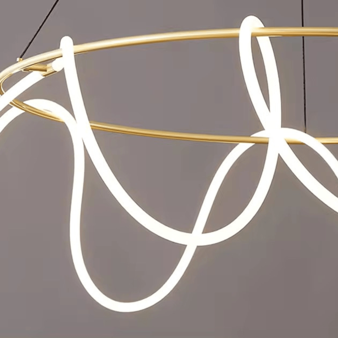 Green Earth Lighting Australia Pendant Light ORBIS SATIN BRASS 90W Circular LED Squiggle Pendant
