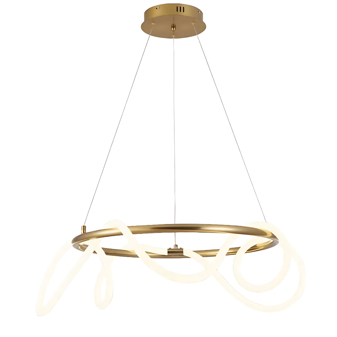 Green Earth Lighting Australia Pendant Light ORBIS SATIN BRASS 90W Circular LED Squiggle Pendant