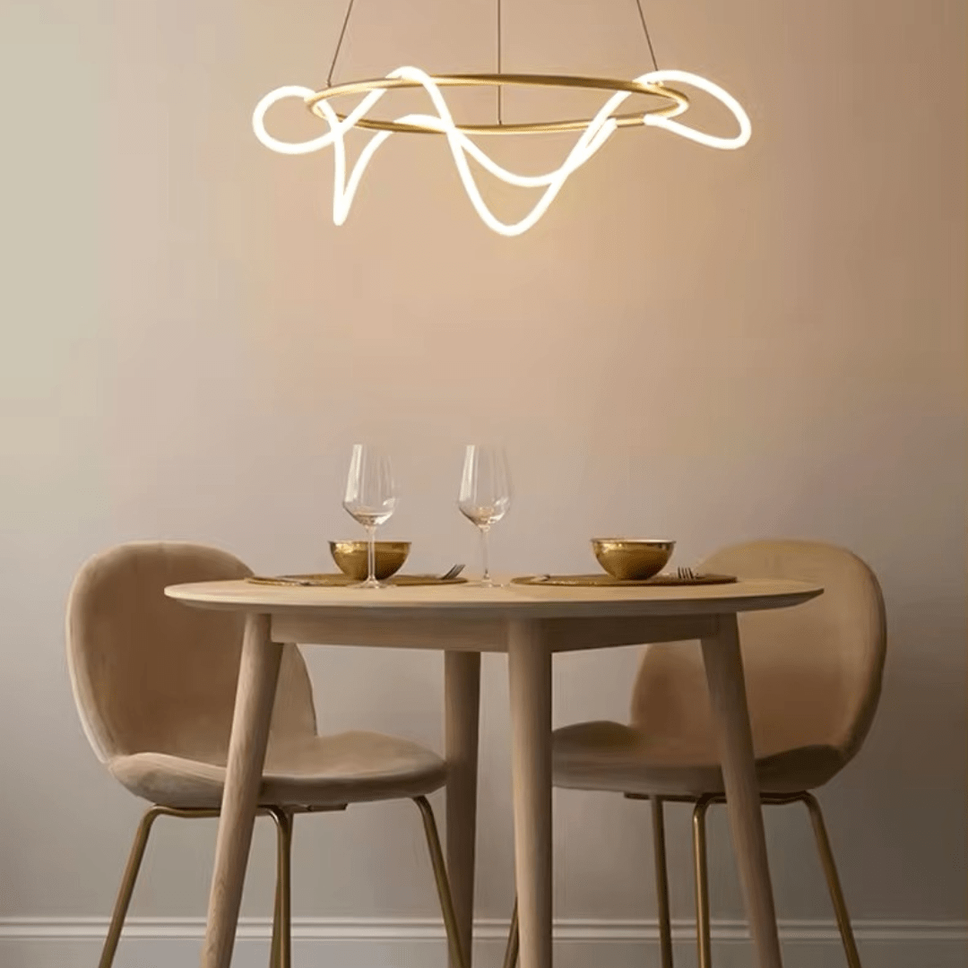 Green Earth Lighting Australia Pendant Light ORBIS SATIN BRASS 90W Circular LED Squiggle Pendant