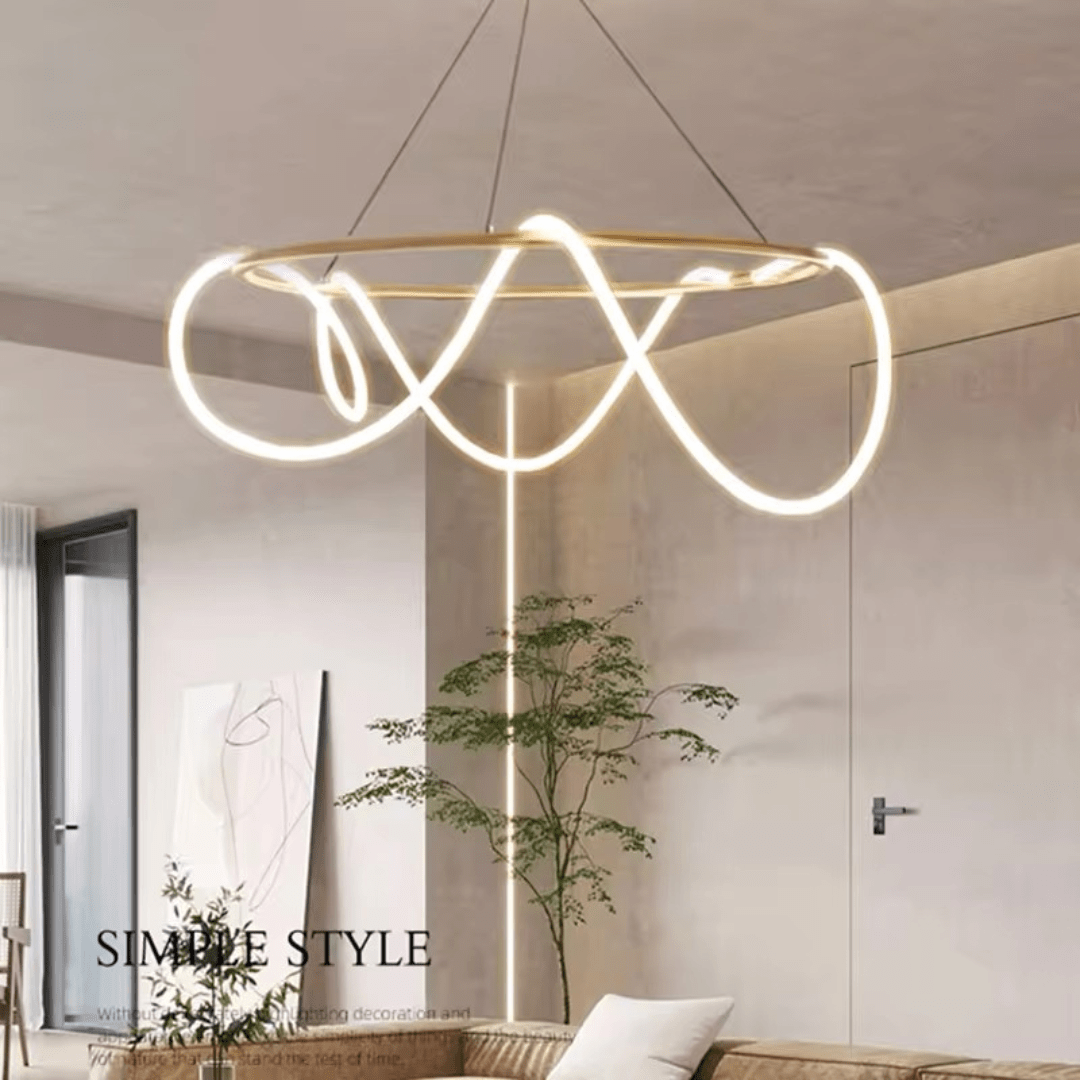 Green Earth Lighting Australia Pendant Light ORBIS SATIN BRASS 90W Circular LED Squiggle Pendant