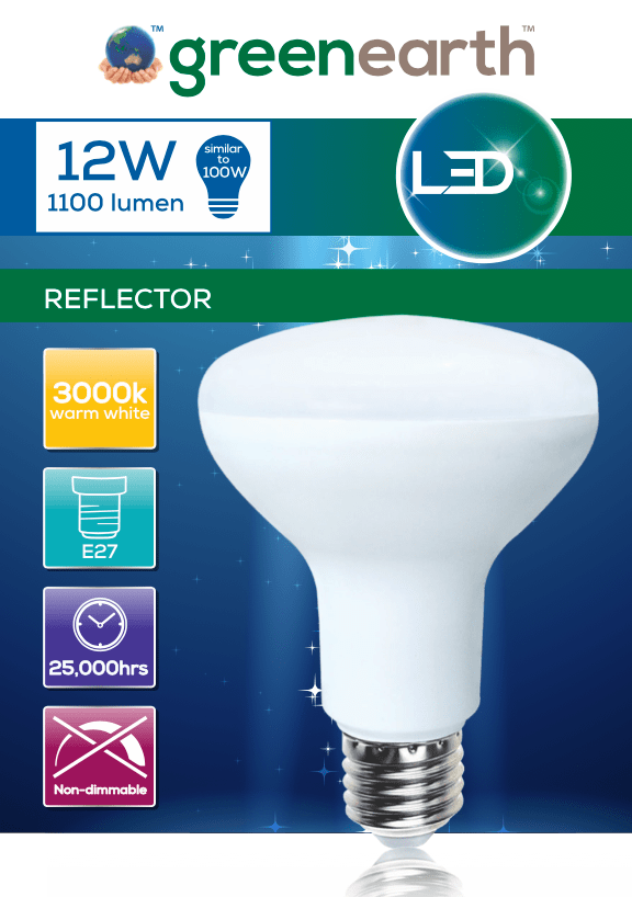 Green Earth Lighting Australia Reflector LED 12W = 100W E27 3000K R80 LED Reflector R80WW
