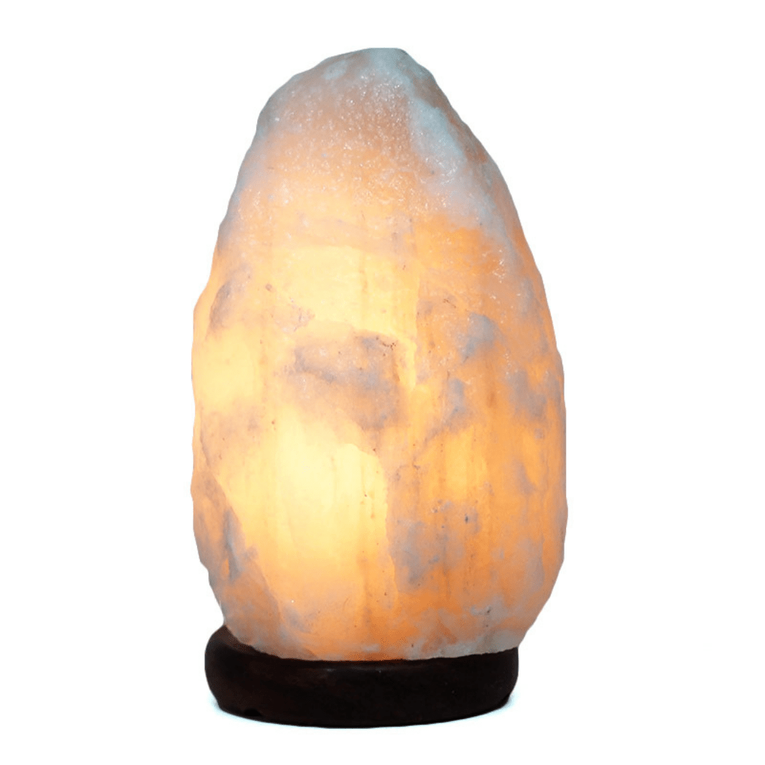 Green Earth Salt lamp 2-3kg White Himalayan Salt Lamp on Timber Base 2KGWH