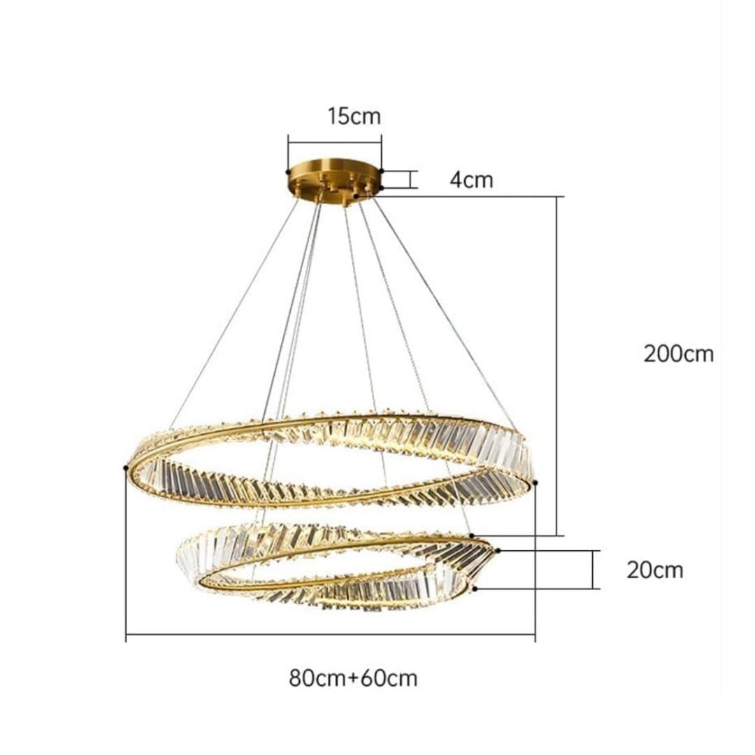 KOPY Chandeliers ASCOT DUO 65W LED Crystal Chandelier with Gold Edging ASCOTDUO