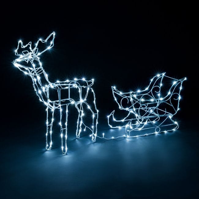 Lexi Lighting Christmas Figure Solar Dual colour LED Reindeer and Sleigh LLOUT05-P