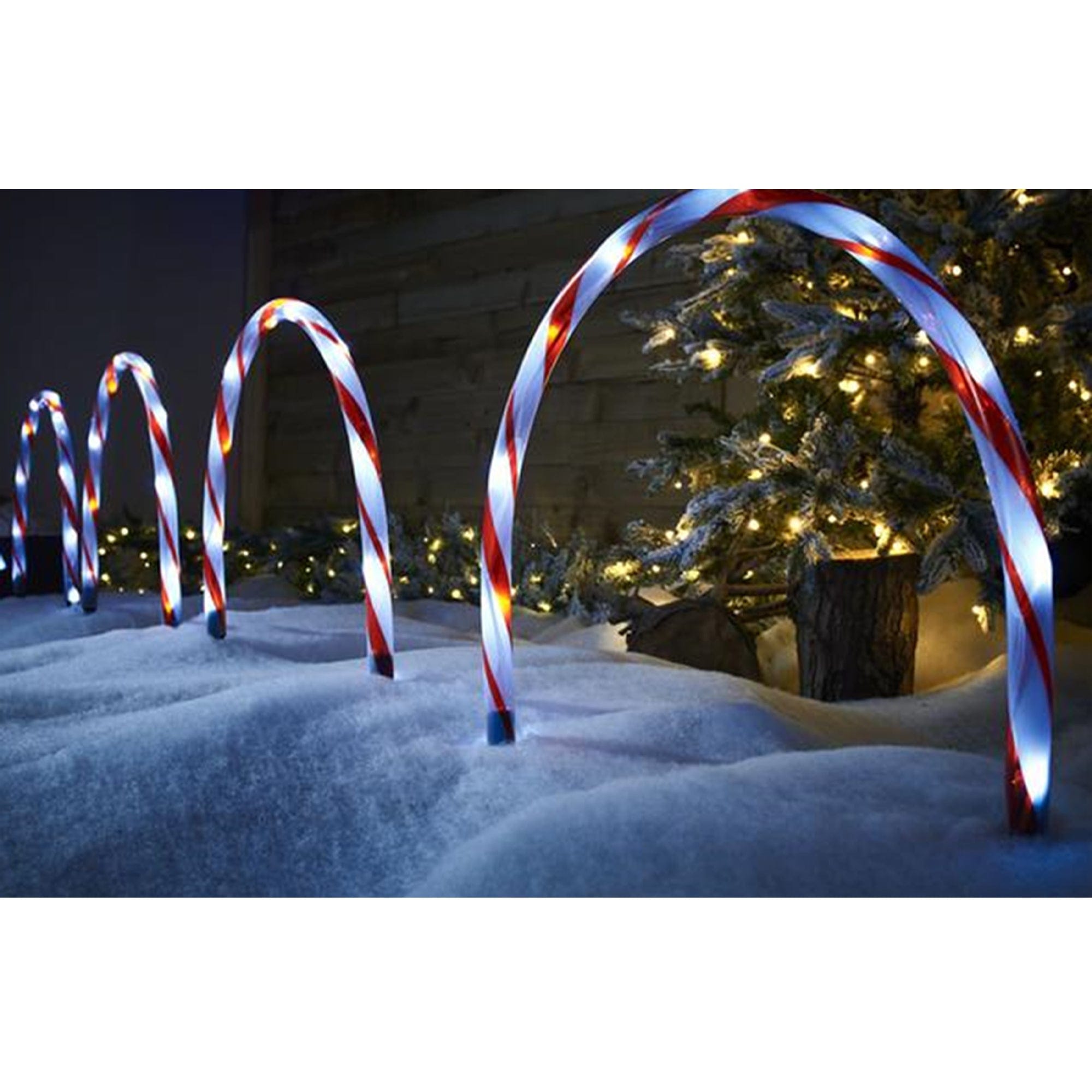 Lexi Lighting Christmas Path Light Set of 4 Arch Pathway Candy Cane Lights - 2 Colour Options
