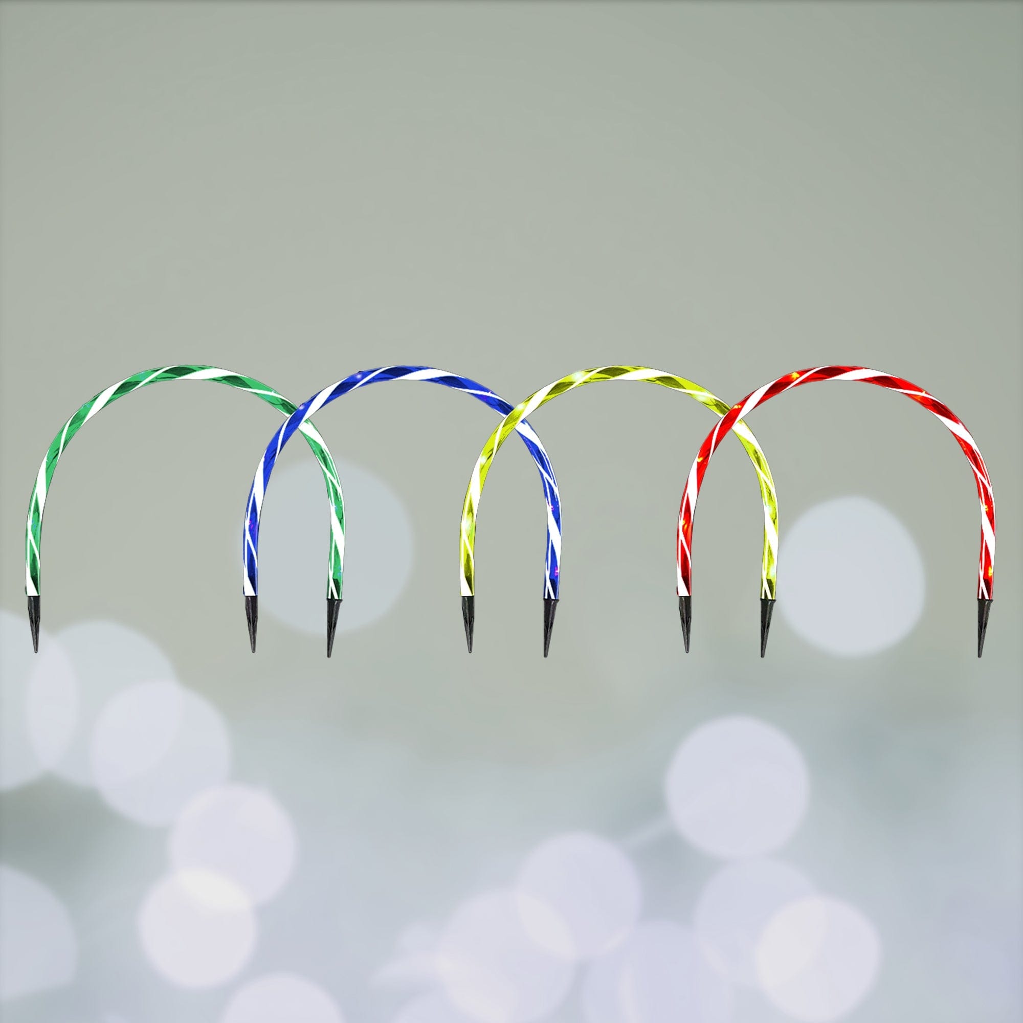 Lexi Lighting Christmas Path Light Multicolour Set of 4 Arch Pathway Candy Cane Lights - 2 Colour Options LLPTH07-P