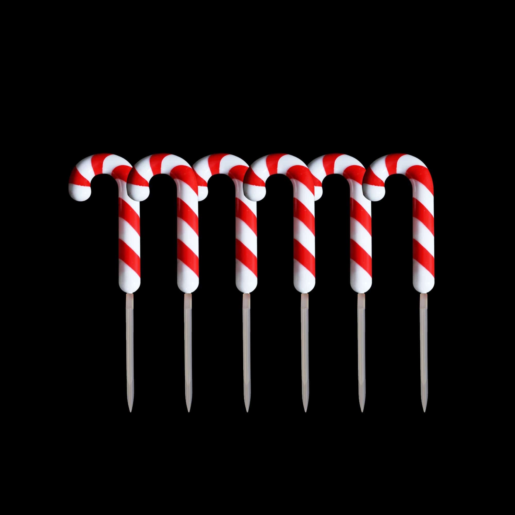 Lexi Lighting Christmas Path Light Set of 6 Dual Power LED Candy Cane Stakes LLPTH05-P