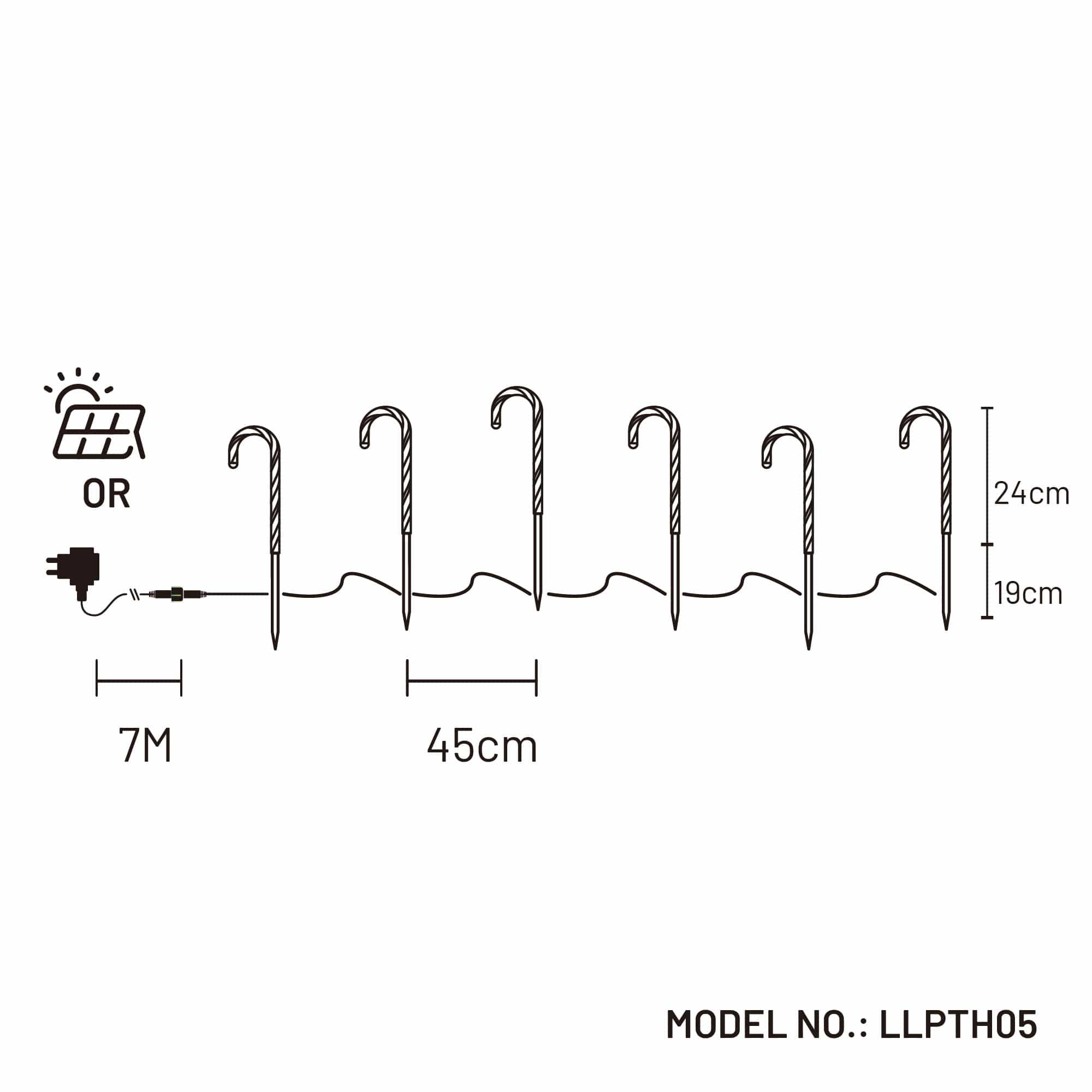 Lexi Lighting Christmas Path Light Set of 6 Dual Power LED Candy Cane Stakes LLPTH05-P