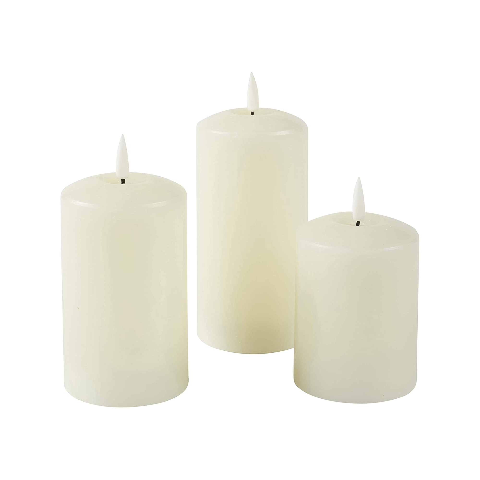 Lexi Lighting Christmas Table Decoration&Candle Set of 2 LED Ivory Wax Pillar Candles - 3 Size options