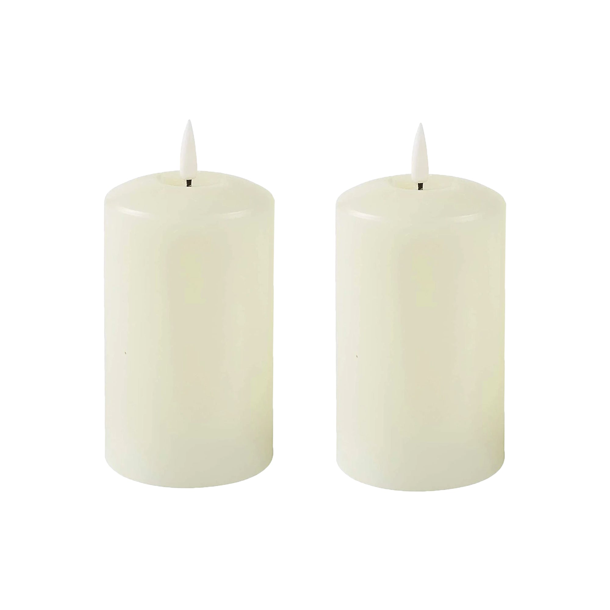 Lexi Lighting Christmas Table Decoration&Candle 18cm Set of 2 LED Ivory Wax Pillar Candles - 3 Size options LLCA02W