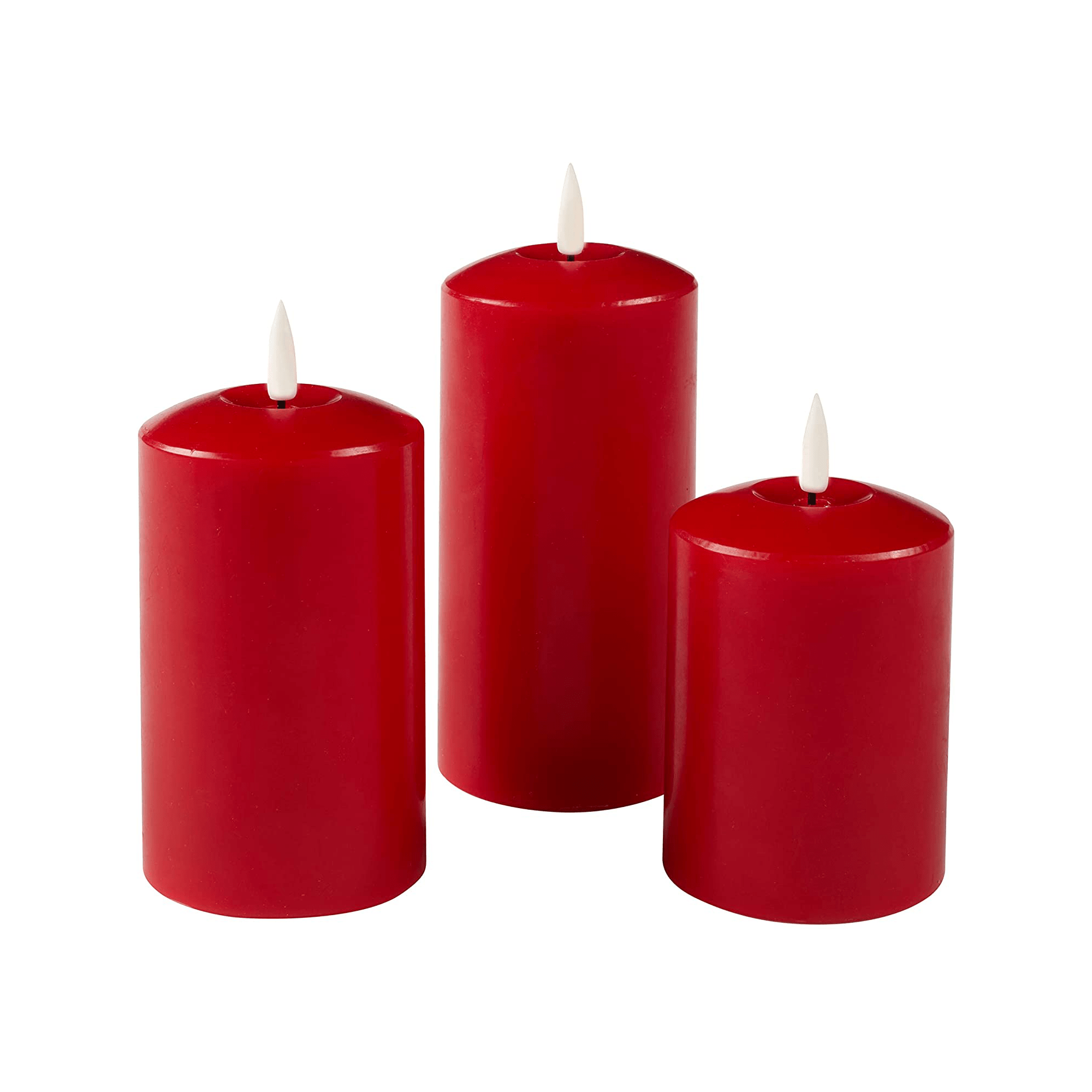 Lexi Lighting Christmas Table Decoration&Candle Set of 2 LED Red Wax Pillar Candles - 3 Size Options
