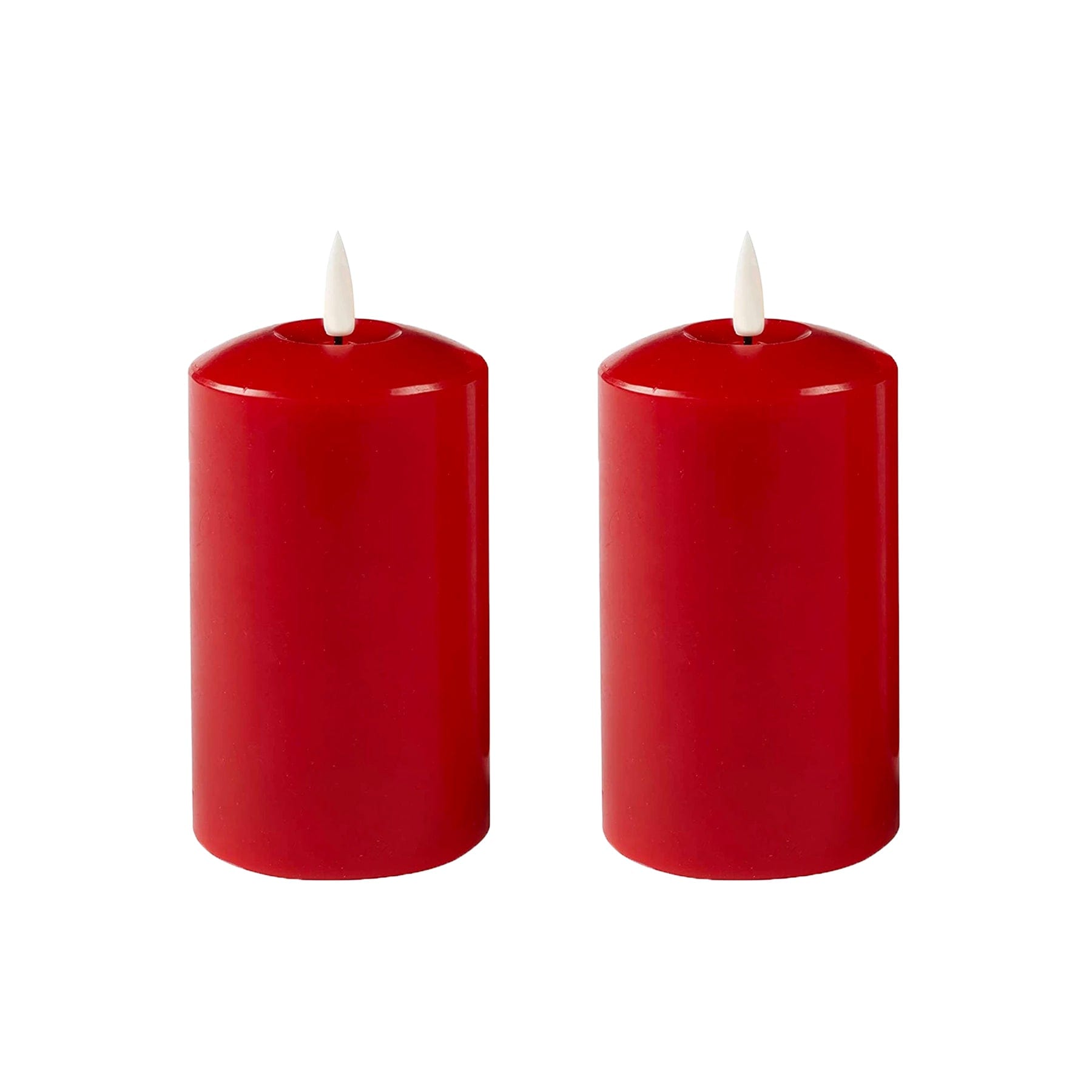 Lexi Lighting Christmas Table Decoration&Candle 18cm Set of 2 LED Red Wax Pillar Candles - 3 Size Options LLCA02R