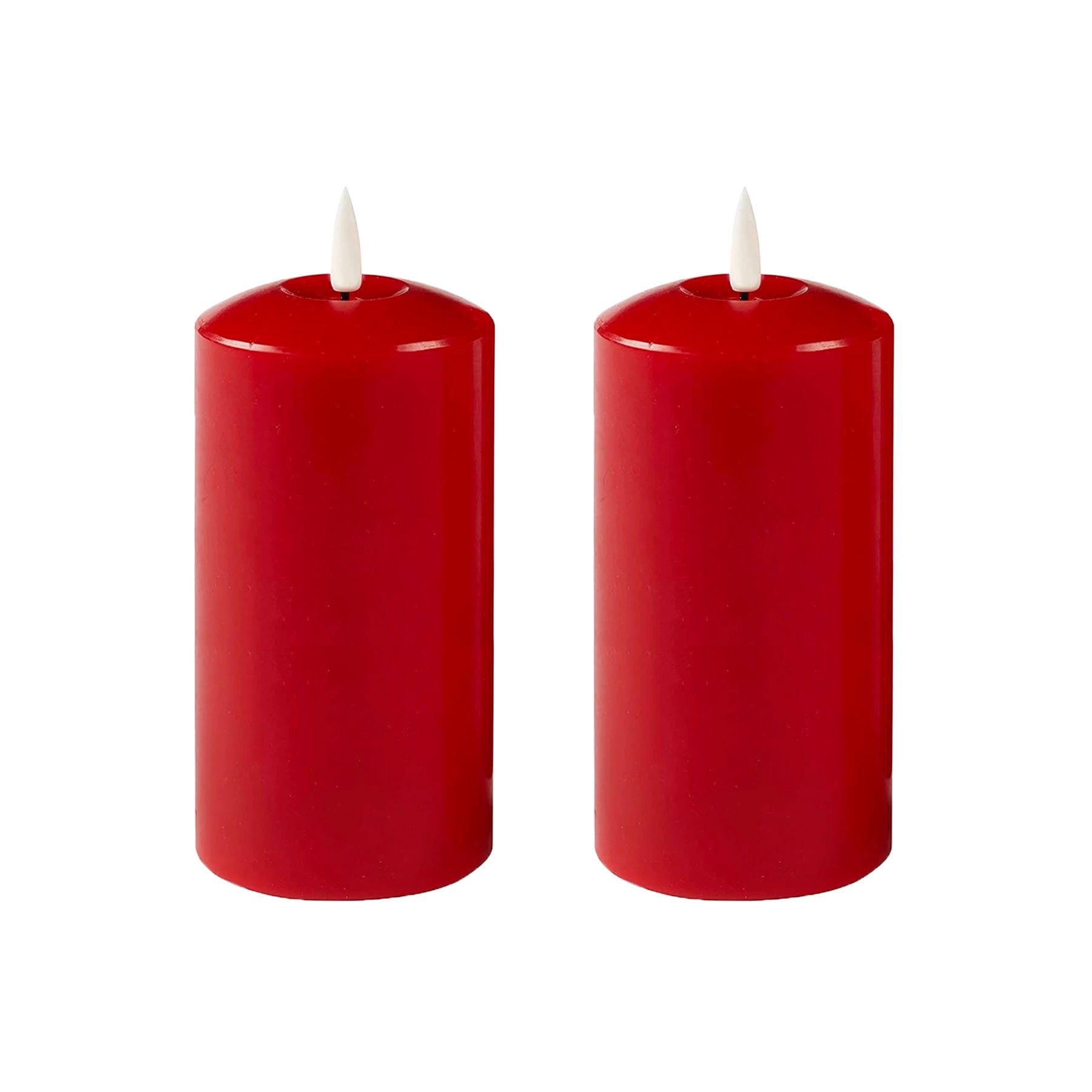 Lexi Lighting Christmas Table Decoration&Candle 23.5cm Set of 2 LED Red Wax Pillar Candles - 3 Size Options LLCA03R