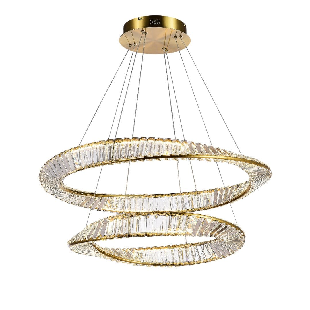 Lighting Creations Chandeliers ASCOT DUO 65W LED Crystal Chandelier with Gold Edging ASCOTDUO