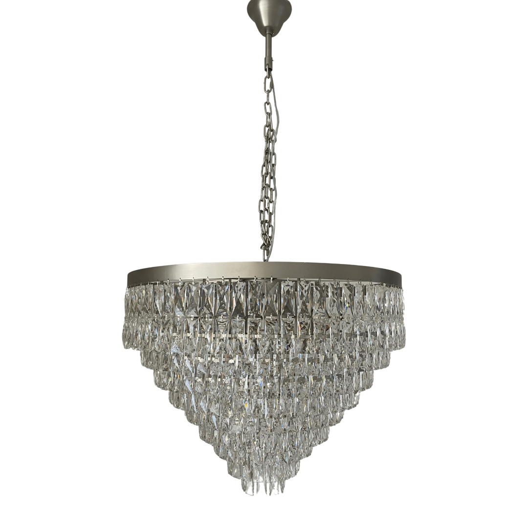 Lighting Creations Chandeliers Palazzo Premium Crystal Chandelier with Brushed Chrome Edging Palazzo