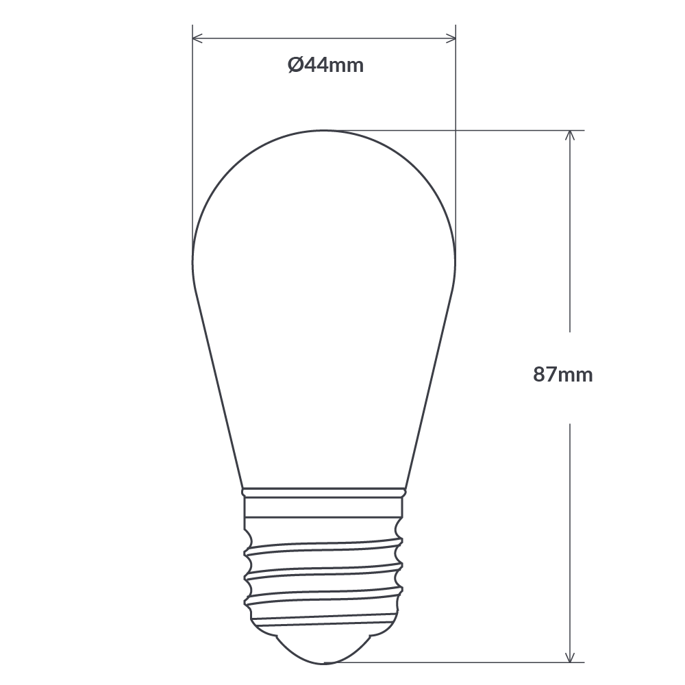 LiquidLEDs Lighting Edison Bulbs Festoon Bulb 1.5W S14 Shatterproof LED Light Bulb (E27) in Warm White F227-S14-C