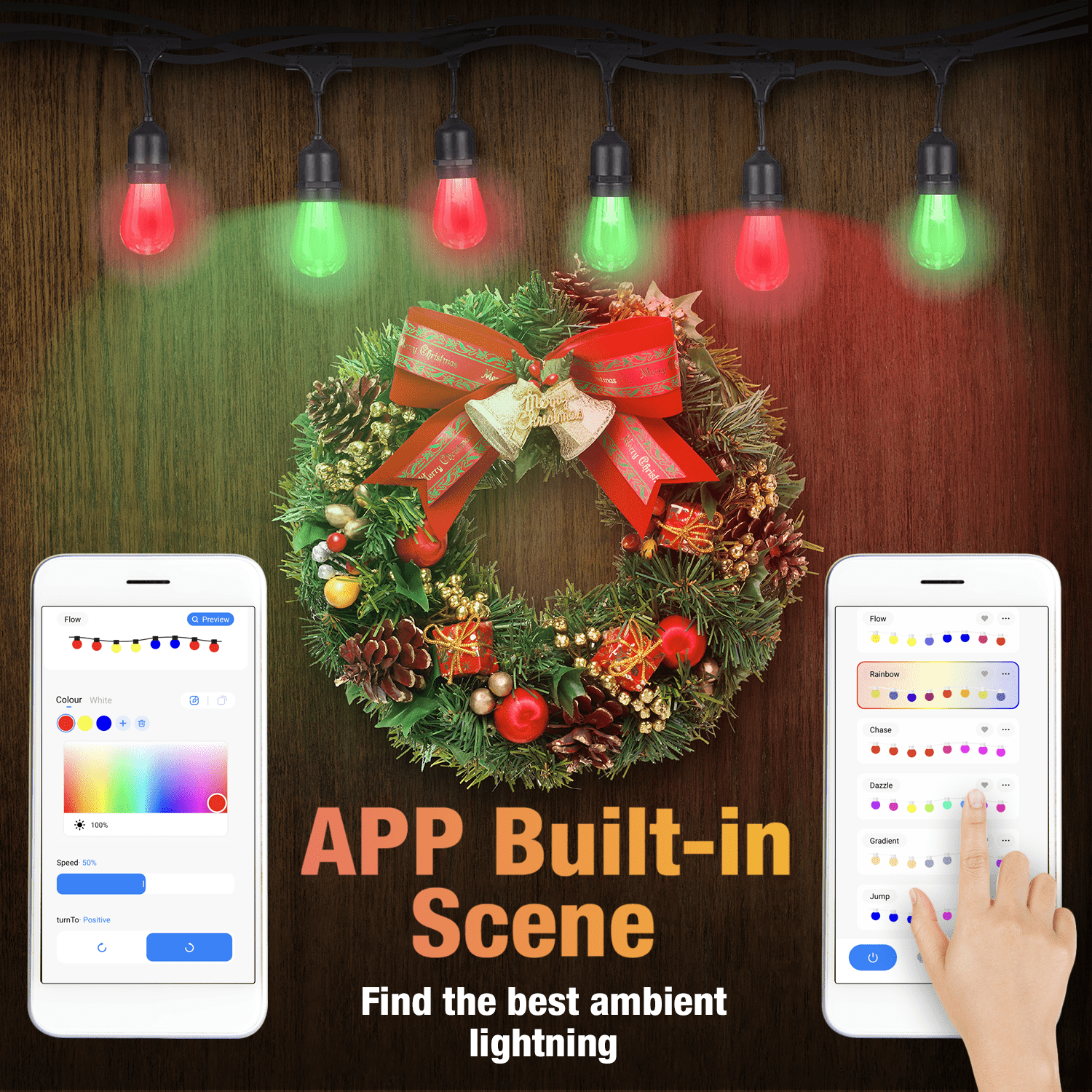 LiquidLEDs Lighting Festoon String 15 meter Smart Festoon String Lights with 15 LED Bulbs BF15B-SMART