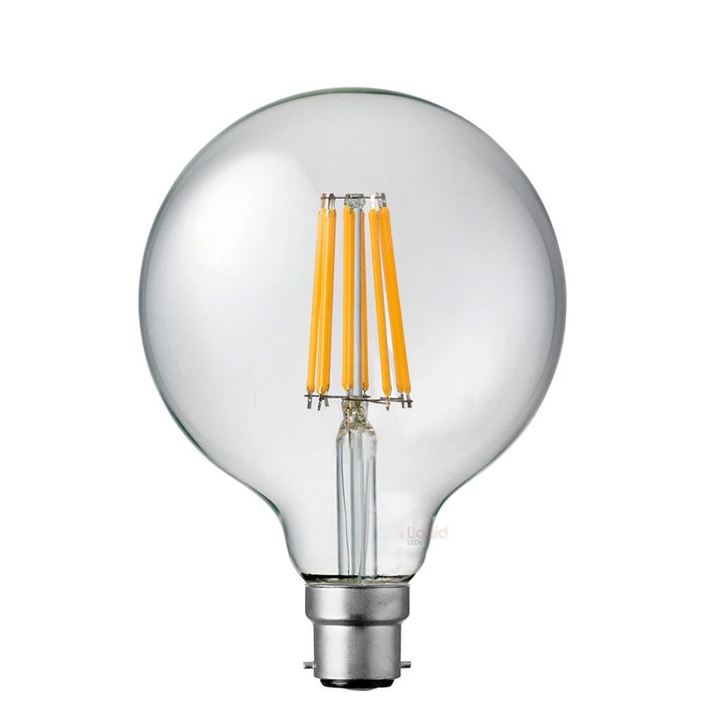 LiquidLEDs Lighting Globe Bulbs 12W G125 Clear Dimmable LED Light Globe (B22) in Warm White F1222-G125-C-30K