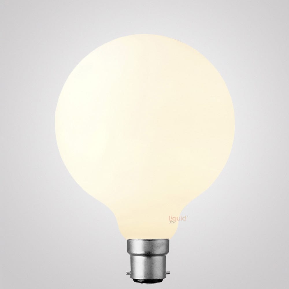 LiquidLEDs Lighting Globe Bulbs 12W G125 Matte White Dimmable LED Light Globe (B22) in Warm White F1222-G125-P-30K