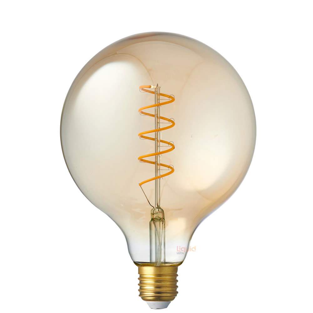 LiquidLEDs Lighting Globe Bulbs 4W G125 Dimmable Amber Spiral LED Bulb (E27) in Extra Warm White F427-G125S-A