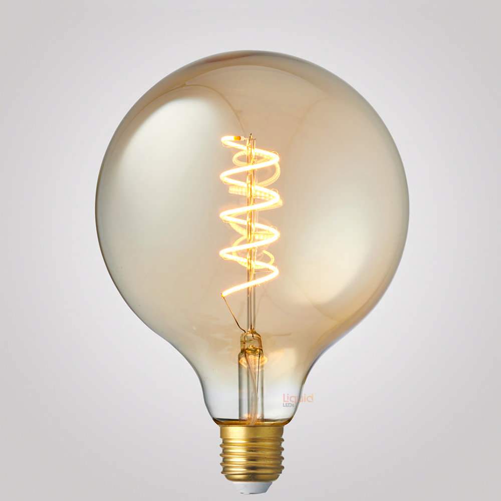 LiquidLEDs Lighting Globe Bulbs 4W G125 Dimmable Amber Spiral LED Bulb (E27) in Extra Warm White F427-G125S-A