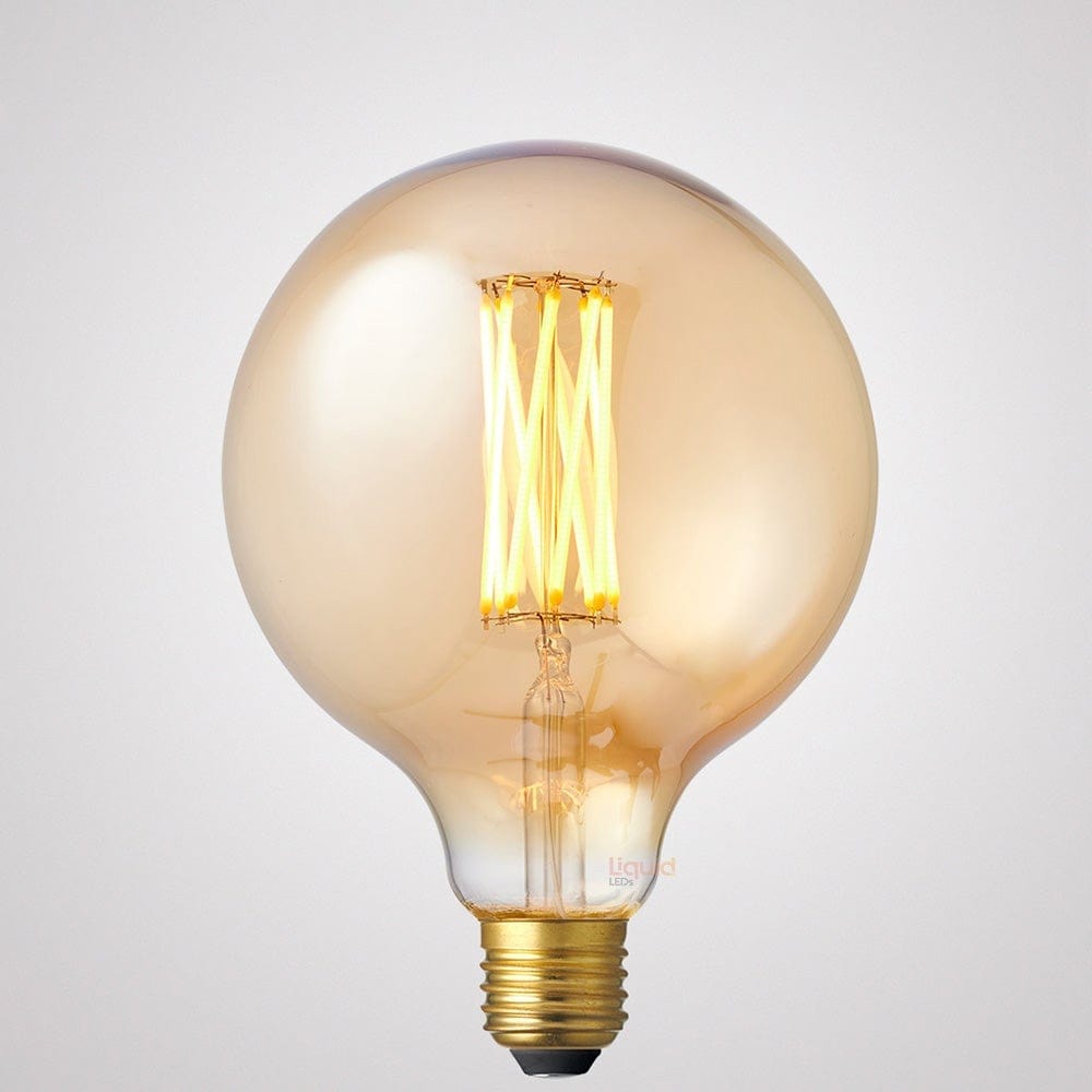 LiquidLEDs Lighting Globe Bulbs 6W G125 Amber Dimmable LED Light Globe (E27) in Extra Warm White F627-G125-A-22K