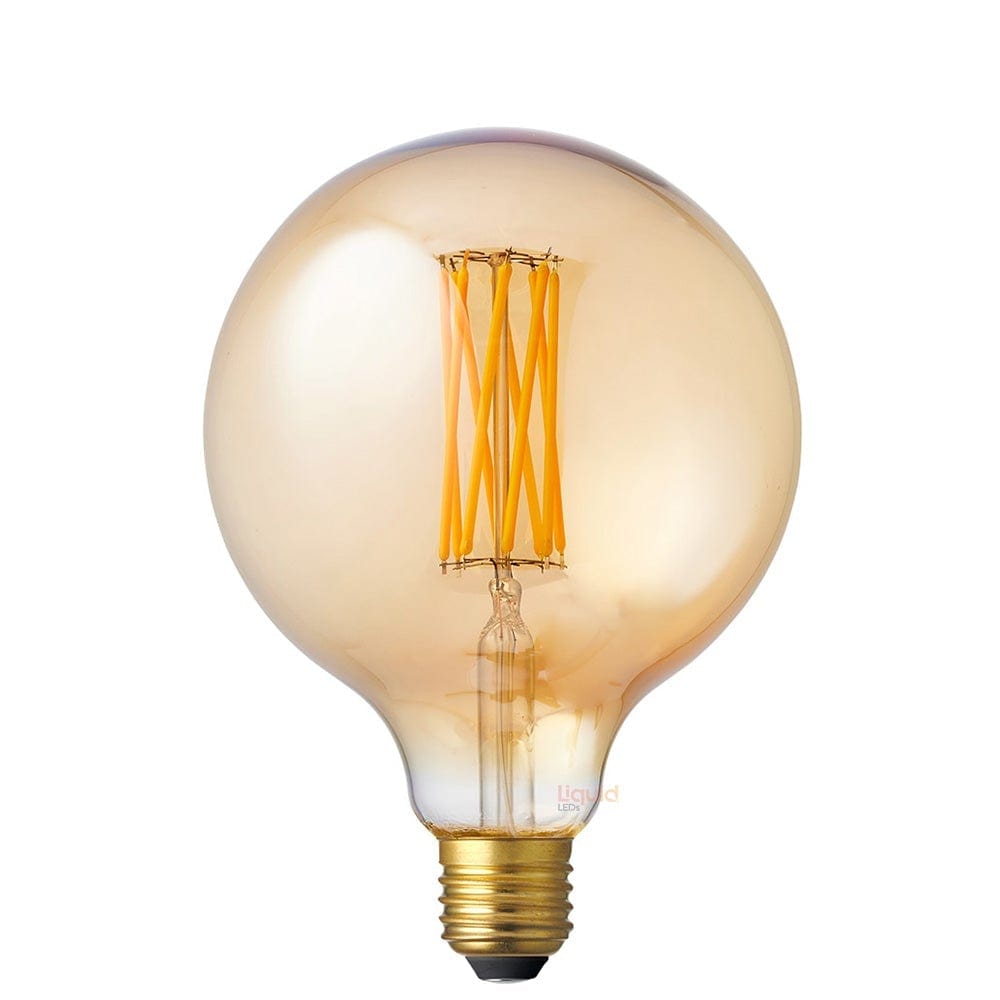 LiquidLEDs Lighting Globe Bulbs 6W G125 Amber Dimmable LED Light Globe (E27) in Extra Warm White F627-G125-A-22K