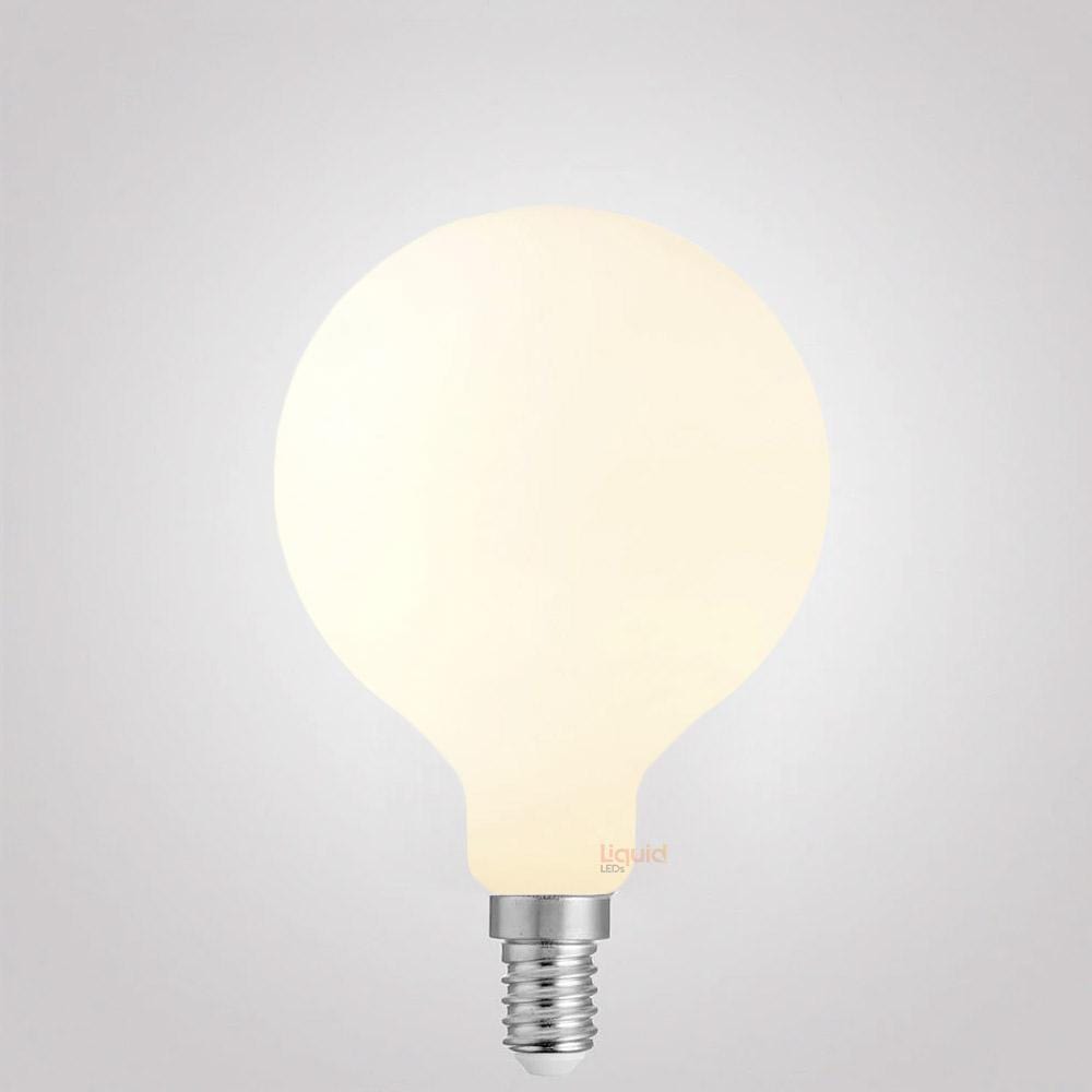 LiquidLEDs Lighting Globe Bulbs 6W G80 Matte White Dimmable LED Light Bulb (E14) in Warm White F614-G80-P-27K