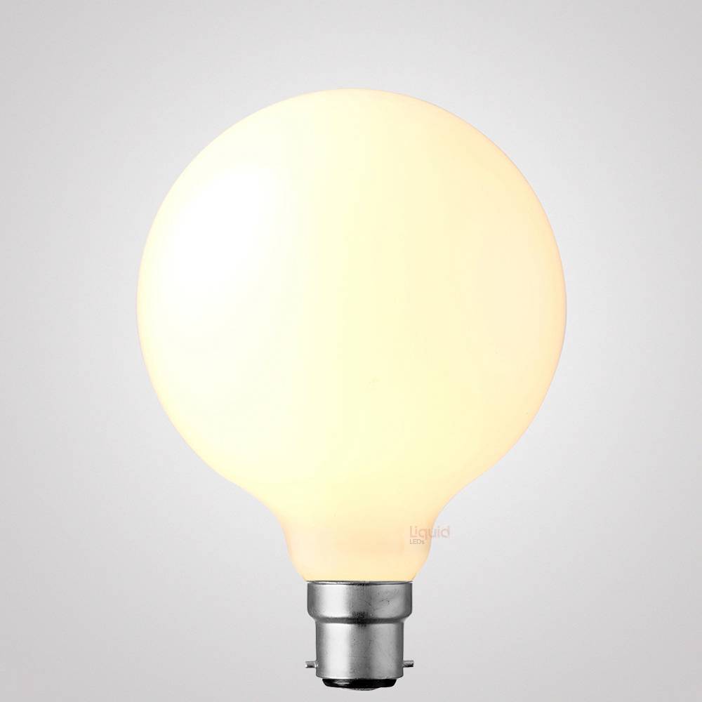 LiquidLEDs Lighting Globe Bulbs 8W G125 Opal Dimmable LED Light Globe (B22) in Warm White F822-G125-M-27K