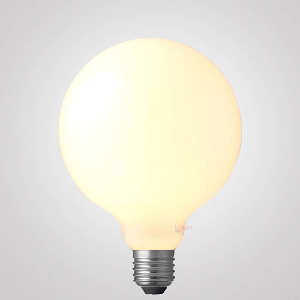 LiquidLEDs Lighting Globe Bulbs 8W G125 Opal Dimmable LED Light Globe (E27) in Warm White F827-G125-M-27K