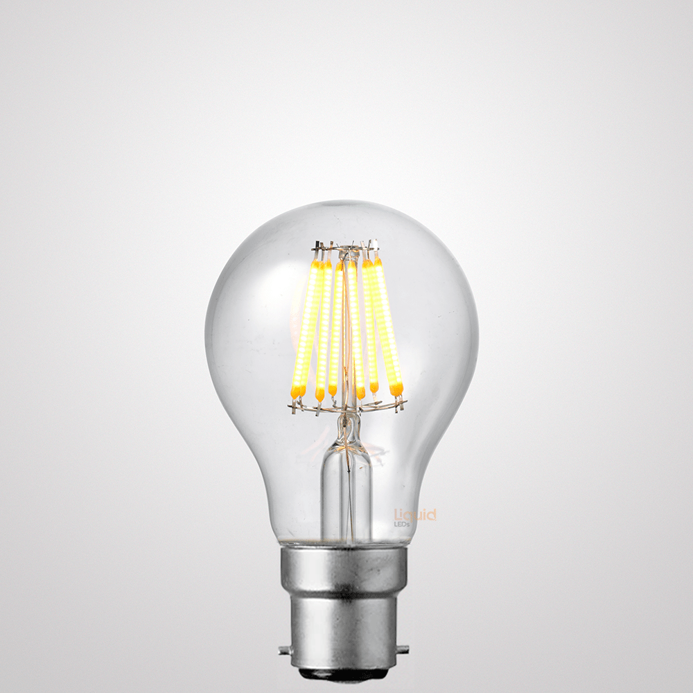 LiquidLEDs Lighting LED Light Bulbs 8W 12-24 Volt DC GLS Dimmable LED Light Bulb (B22) Clear in Warm White F822-A60-C-12V-27K