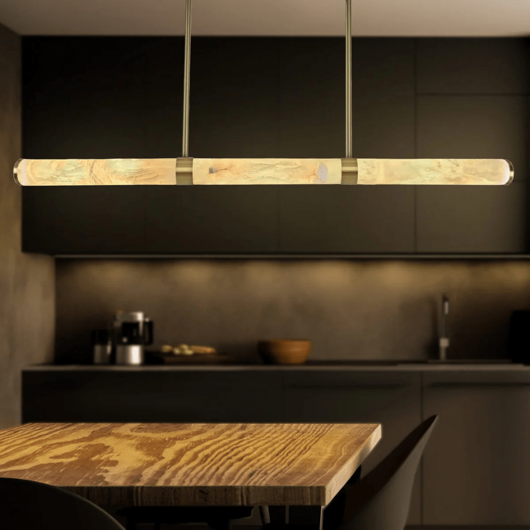 Green Earth Lighting Australia Pendant Light MADISON Brass 1500 Spanish Marble 40W Tri-Colour LED Pendant GE9026/BR