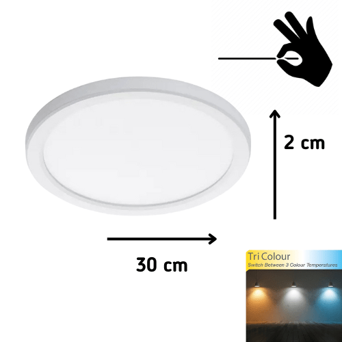 Green Earth Lighting Australia Oyster light DELGADŌ 24W WHITE TRI-COLOUR DIMMABLE ULTRA THIN OYSTER DELGADŌ24W