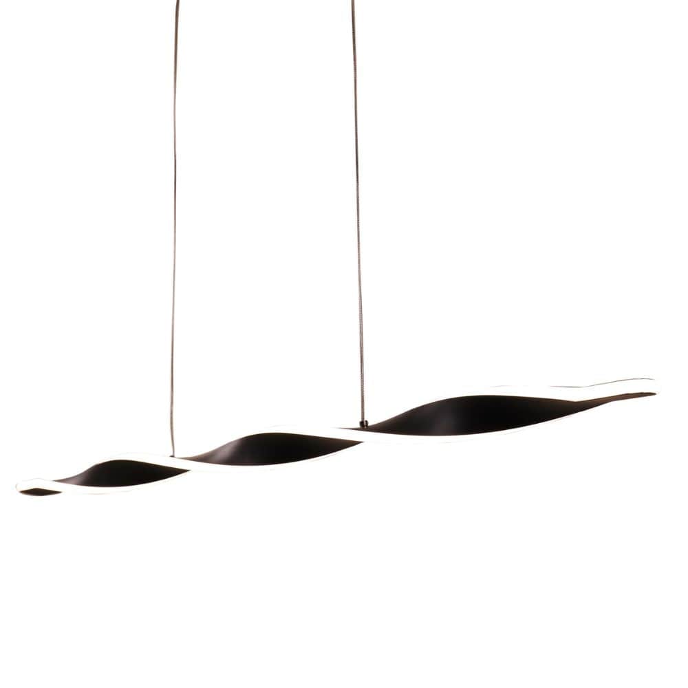 Close-up of the twisted aluminium design of the Oriel Aeon pendant.