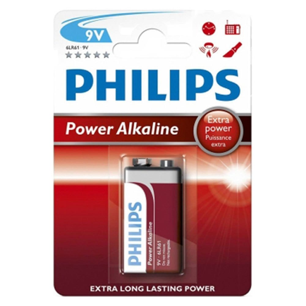 Philips Alkaline 12 Pack GENUINE Philips Long Life Alkaline 9V Battery 9V