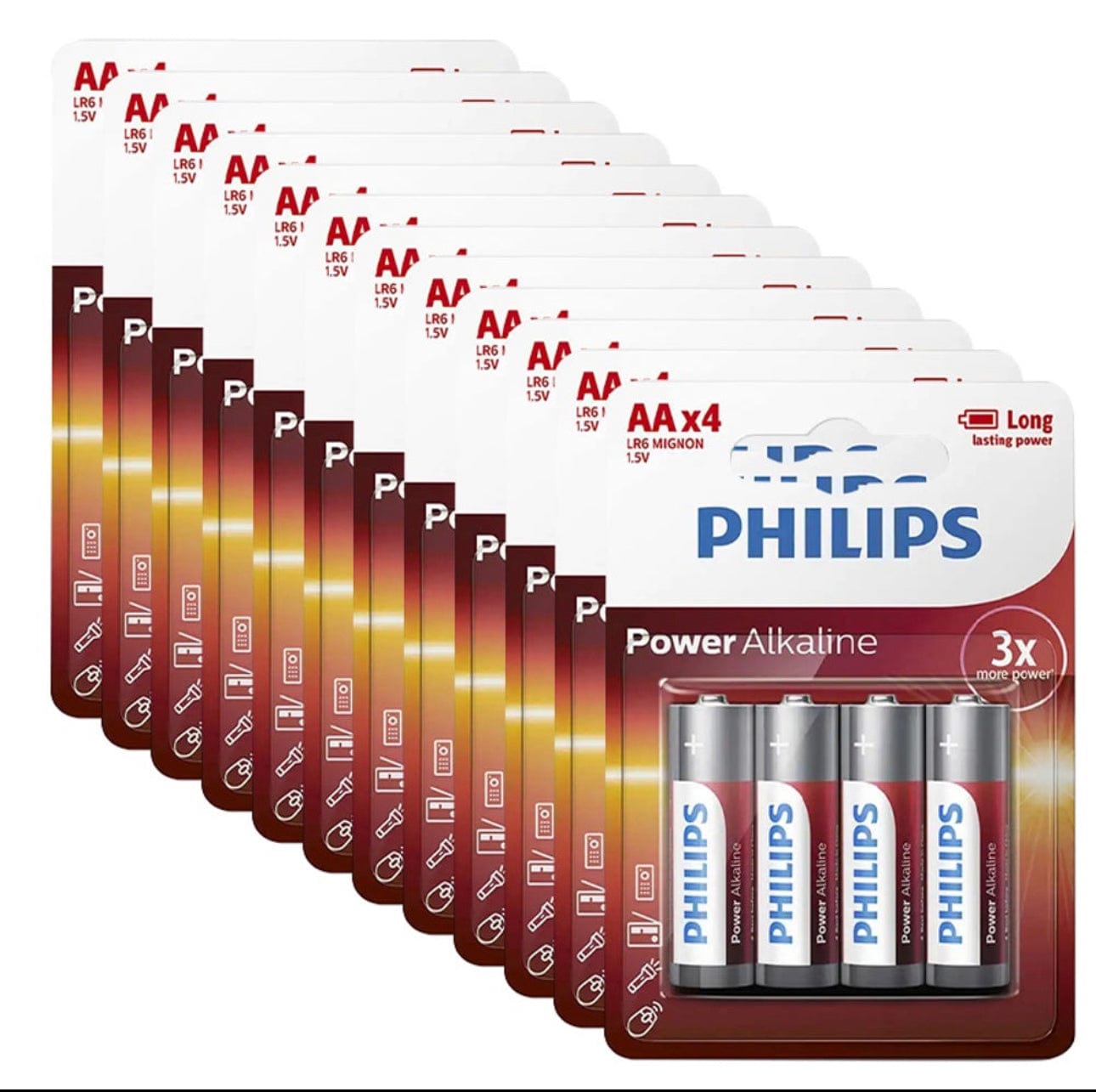 Philips Alkaline 48 Pack GENUINE Philips Long Life Alkaline AA Battery AA4P